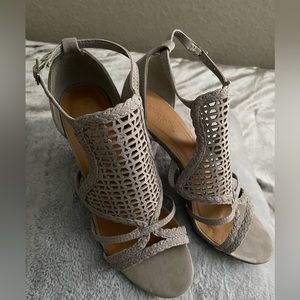 Charlotte Russe Cashmere Gray Suede Strappy Heels